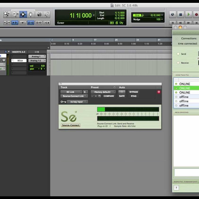 Source Connect e SessionLinkPRO per streaming audio professionale Source Connect schermata